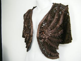SPARKLY LACY LACE BROWN SHRUG JACKET BRAND NEW, SIZE 12 14 16 18 20 22