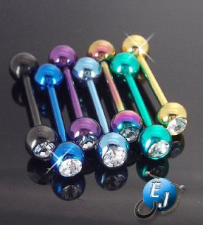 Newly listed Titanium Anodized 7 PC Lot Clear CZ Gemstone Tongue Ring