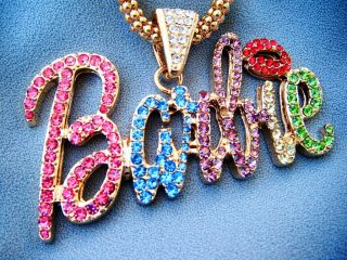 Barbie Multi Color Rhinestone Goldtone Necklace Iced out Nicki Minaj