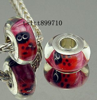 3pcs Beatles SILVER MURANO GLASS BEAD fit European Charm Bracelet D115
