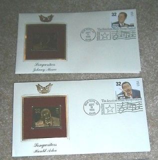 Lot of 2– First day issue stamps with Gold Replica song writers