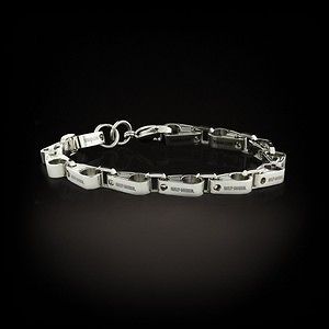 Womens HARLEY DAVIDSON Sterling Chain Link Bracelet w Safety Chain