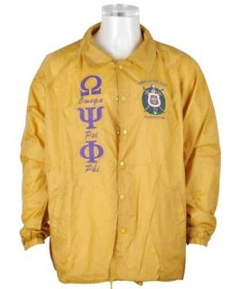 Psi Phi Fraternity Jacket Q Dog Omega Gold Nylon Frat Jacket Coat S 2X