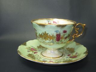   1156/130/M   Iridescent Pearl / Gold Overlay   CUP & SAUCER   10C