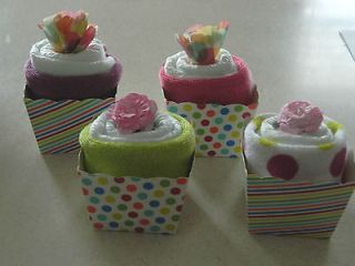 Baby Girl Boy Neutral Shower Party Favors~WashClo th Diaper Cupcakes