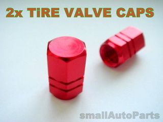 Newly listed (2) RED ALUMiNUM Tire/Wheel stem Valve metal CAPS for