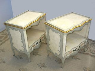 Pair French Provincial Gold Gilt NIGHT STANDS Italian Style Painted