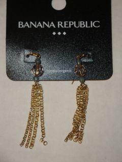 NWT Womens Banana Republic Gold Tone chain Clear Blue Bead dangle