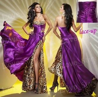 Purple leopard Sexy Bridal Prom Ball Party Formal Occasion Dress