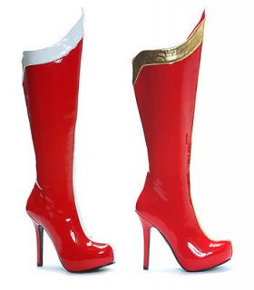 WOMENS ~ RED KNEE HIGH BOOTS ~ WONDER WOMAN HERO STYLE ~ SIZES 6 10