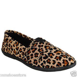 Soda Object Women Casual Tan Cheetah Linen Slip On Flat Shoes