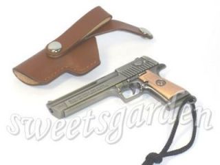 Desert Eagle Pistol Metal Toy Gun Figure Leather Holster Dangle