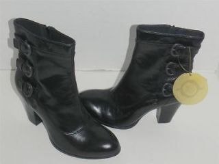 BORN Vivi Black Buckle Leather Ankle Boots NEW without box