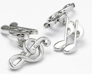 SILVER MUSICAL NOTE CUFFLINKS IN DELUXE GIFT BOX