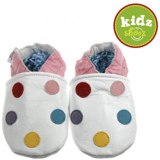 Girls Luxury Soft Sole Leather Baby Crib Shoes   Spotty 0 6, 6 12, 12
