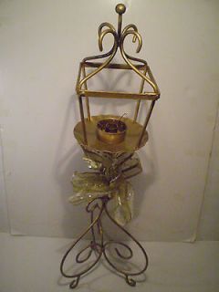 Wrought Iron Gold Color Floor Candle Holder Set Tall Standing