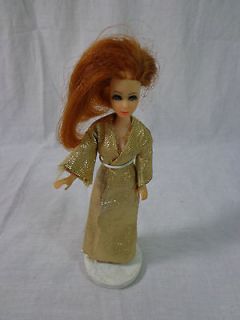 TOPPER DOLL 1970 6 1/2 INCHES TALL BRUNETTE GOLD ROBE REPAIR OR PARTS