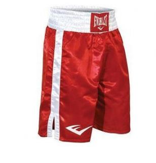 Everlast Satin Boxing Shorts   Red with White Trim