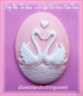 NEW WHITE (SWEETHEART) SWANS on PALE PINK 40mm x 30mm COSTUME
