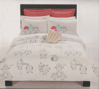 CUPCAKE White/Black Funky SINGLE Quilt Cover Set NEW