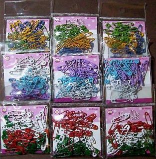 VARIETY OF 450 MIXED COLORED 3/4 INCH TINY COILED SAFETY PINS FOR