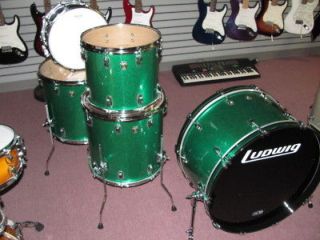 Ludwig Drum Set Classic Maple Zep Green Sparkle Shell Pack MADE TO