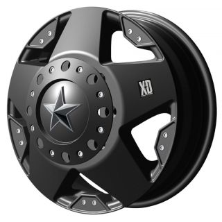 Rockstar Dually Matte Black Wheels FRONT & REAR SET 8X6.5 GM HD / Ram