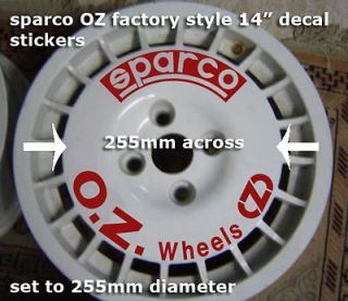 Rally wheel decal stickers to fit OZ RACING Sparco classic 255mm 3M