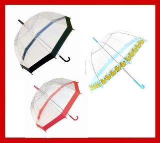 Clear Pvc Dome Umbrella, Black, Red, Pink or Ducks Trim