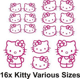 Hello Kitty 16x Individual Stickers Bedroom Wall or Door / Glass / Car