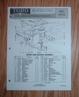 TORO MODELS 57054 57060 5HP LAWN TRACTOR ILLUSTRATED PARTS CATALOG