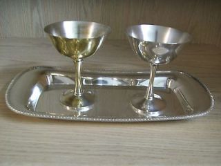 Silver Plate Tray Poole Silver Co Goblets Qty 2 Jolen Silver Plate Co