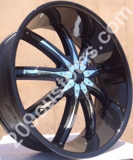 24 inch Wheels and Tires DW29 Black Yukon 2007 2008 2009 2010 2012