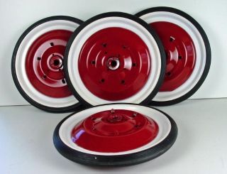 Reproduction Murray Red White Pedal Car Wheels Tires 8 1 2
