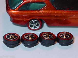 Hot Wheels Redline Wheels Small HK Blk Bearing Set of 4