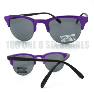 Bright Neon Purple Color Half Rim Retro Sunglasses Unisex New Design