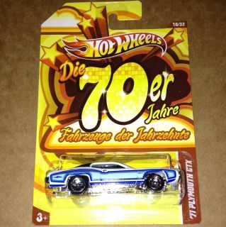 Hot Wheels 2012 71 Plymouth GTX Cars of The Decades on German Card