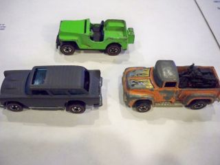 Vintage Hot Wheels Alive55 Green Jeep and Truck all Redline 