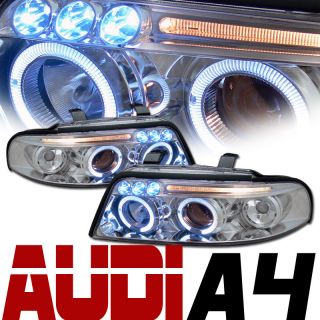 Chrome DRL LED Halo Rims Projector Head Lights Lamps Signal 99 01 Audi