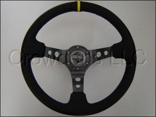 NRG Steering Wheel 06 Black Suede Yellow Stripe 350 Mm