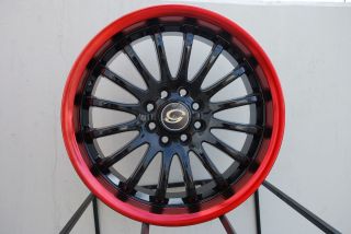 Wheel 5x108 40 Black Red Lip Rim Fits Volvo S40 V40 S60 C70