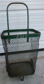 Green and Yellow Trash Can on Wheels Cool Throw Back Item