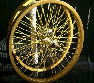 Old school BMX Sumo gold 20 x1 75 wheels w Primo sealed hubs yellow sp