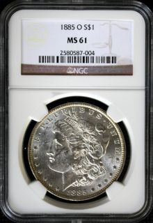 Morgan Silver Dollar MS61 NGC Cert Frosty Luster Gold Toned Rim