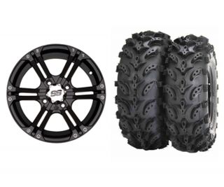 ITP SS212 Black 14 ATV Wheels on 27 Swamp Lite Tires for Polaris