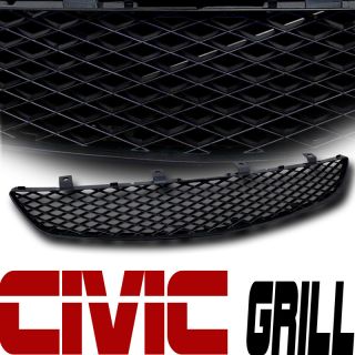 BLACK T R MESH FRONT HOOD BUMPER GRILL GRILLE 02 05 HONDA CIVIC SI EP3