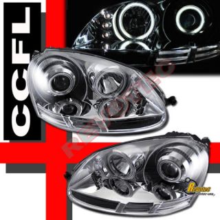 Rabbit GTI Jetta Dual CCFL Halo Rims LED Projector Headlights