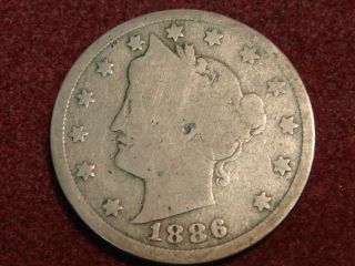 1886 Liberty Head Nickel Better Semi Key Date Full Rims