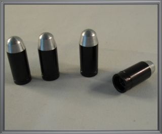Black & Silver 45 Cal Bullet Custom Valve Stem Caps   Car Truck Rims