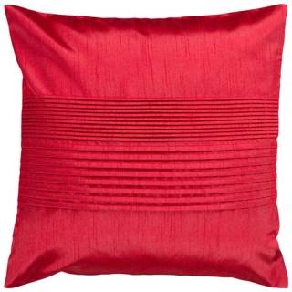 Surya Center Pleated 18" Square Red Throw Pillow   #V2958